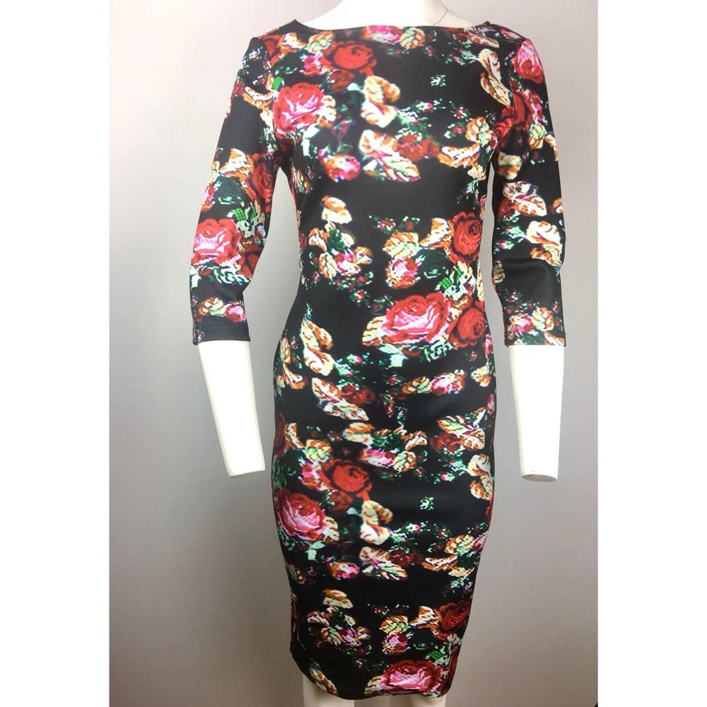 Sheln Floral Body-con Fitted  Dress M